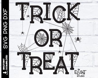 SVG de truco o trato, decoración de Halloween, telaraña SVG, decoraciones espeluznantes de Halloween, archivo de corte de vinilo de Halloween.