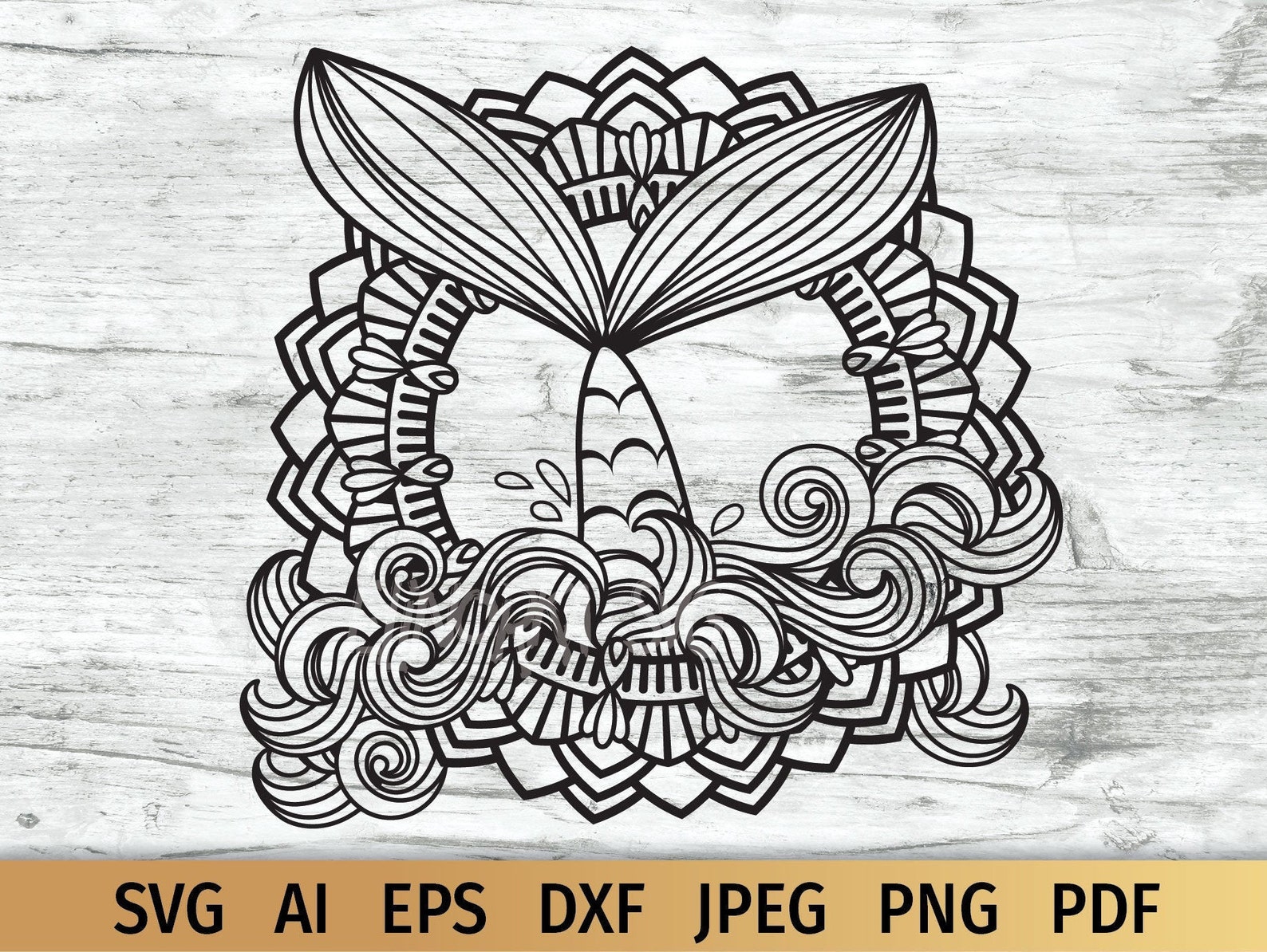 Download Mermaid Tail Mandala svg Ocean Mandala svg Zentangle svg | Etsy