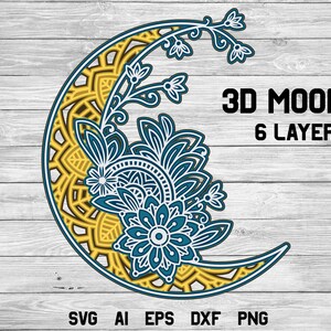 Download 3d Layered Moon Dream Catcher Svg Boho Cut File With 7 Etsy