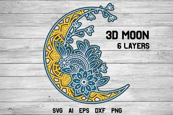 Download 3d Layered Moon Svg Multi Layer Floral Moon Svg Crescent Etsy