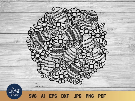 Download Easter Wreath Svg Easter Mandala Svg Floral Easter Eggs Svg Etsy
