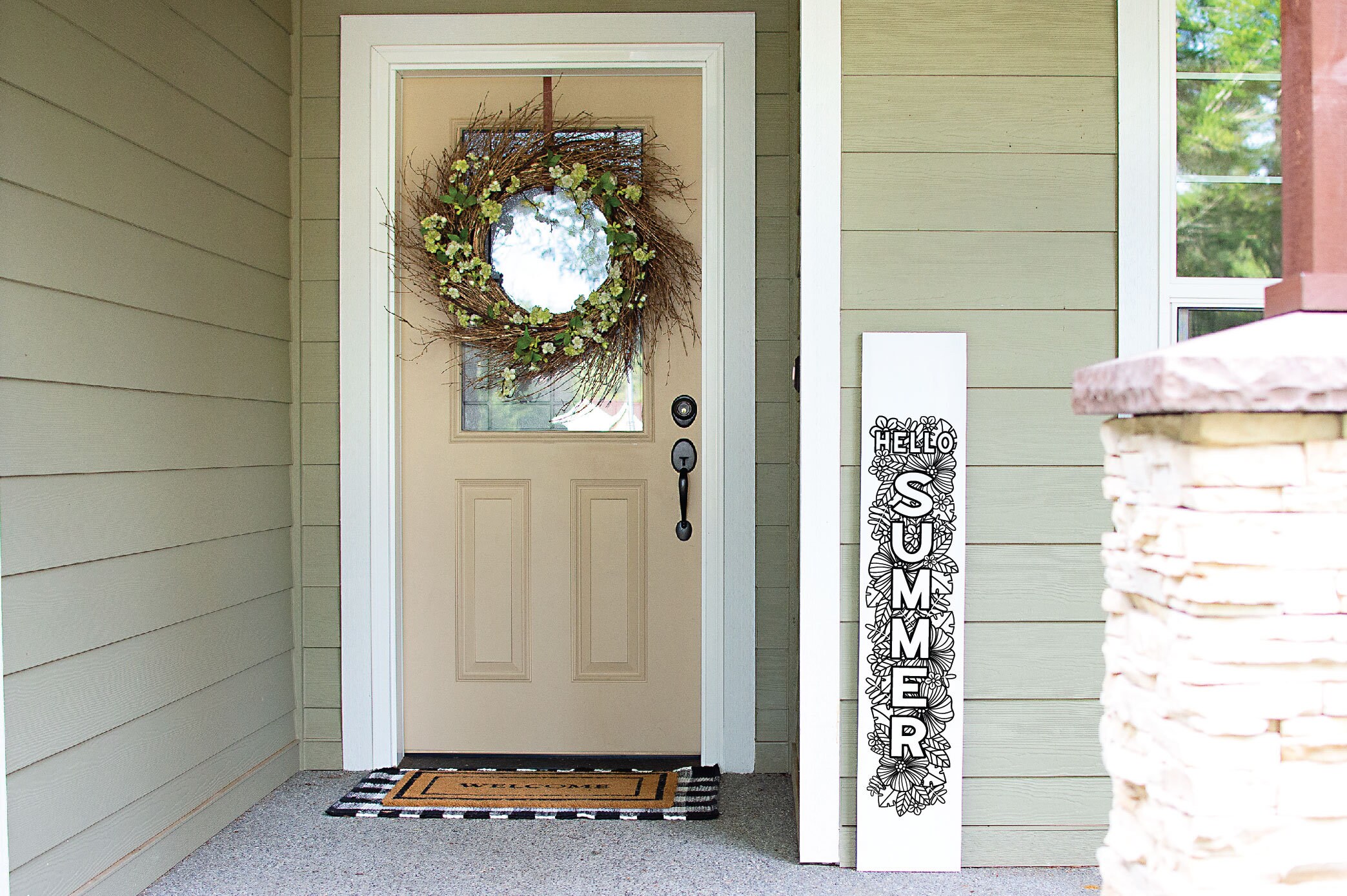 Download Hello Summer SVG Vertical Summer Sign SVG Floral Porch ...