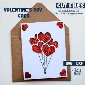 Tarjeta de inserción de feliz día de San Valentín, diseño SVG de tarjeta de San Valentín, tarjeta de inserción para dibujar y cortar de San Valentín.
