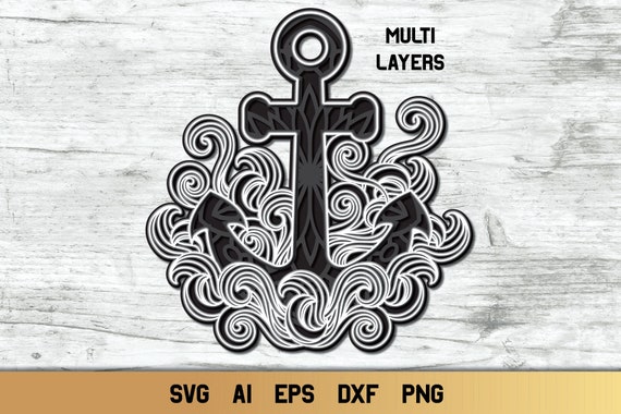 Download 3d Layered Anchor Svg Nautical Svg Intricate Design 4 Layers Etsy
