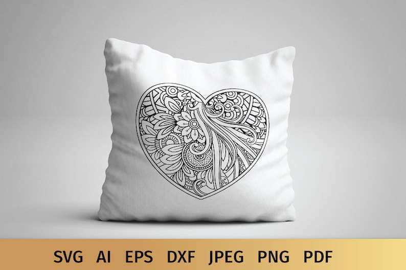 Download Heart Mandala svg Intricate Floral Zentangle Heart svg | Etsy