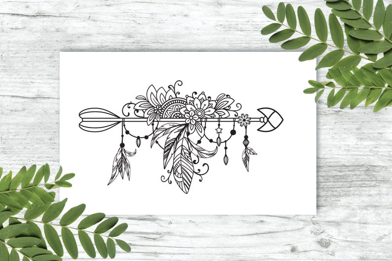 Download Boho Arrow svg Floral Arrow svg Cut File Intricate Design ...
