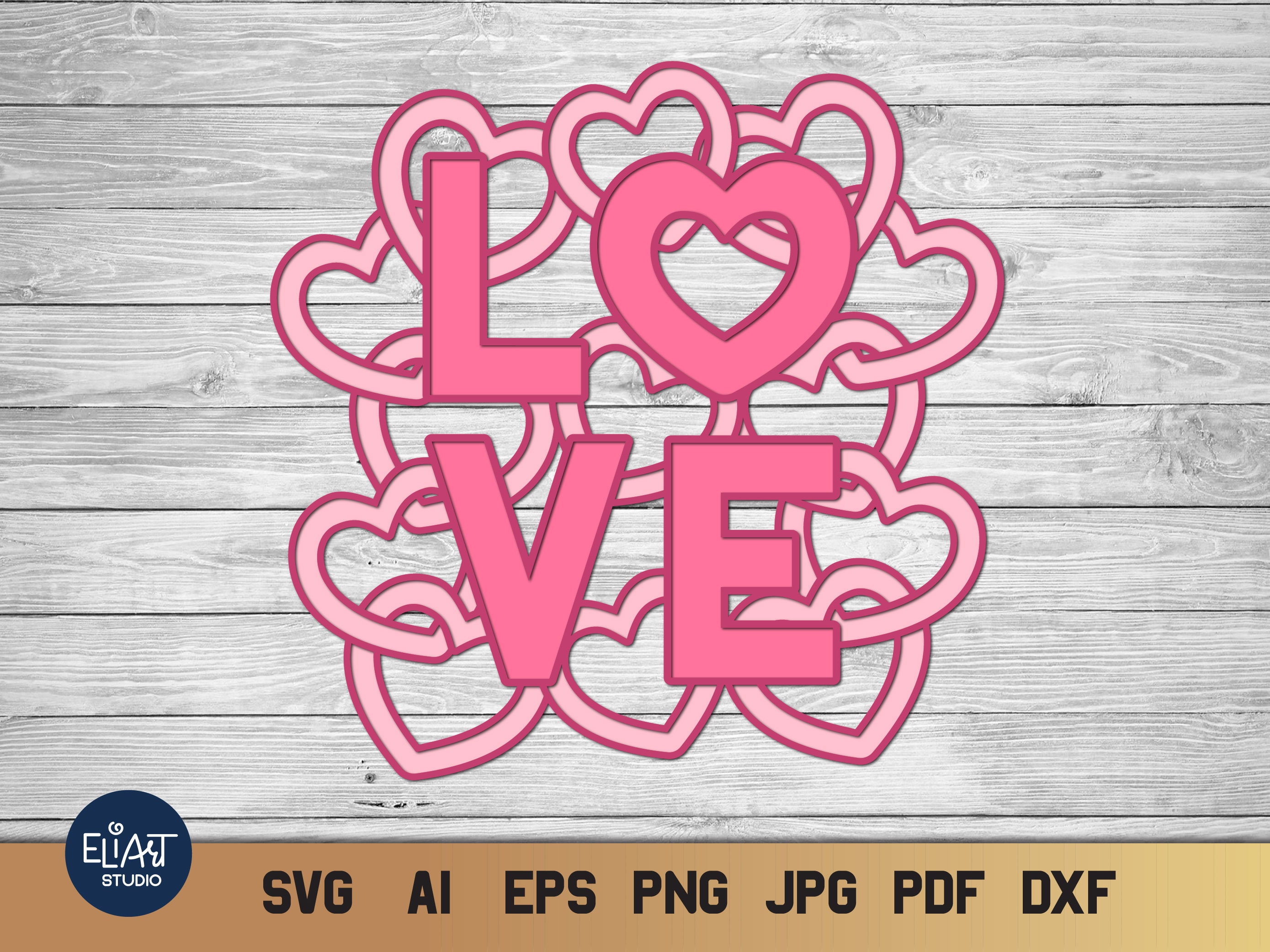 Download Valentines Day Svg 3d Layered Heart Svg 3 Layers Digital Etsy