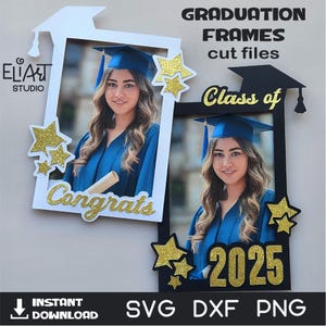 SVG de graduación de 2025, SVG de clase de 2025, marco de fotos de graduación, paquete de marcos SVG de graduación de 2025.