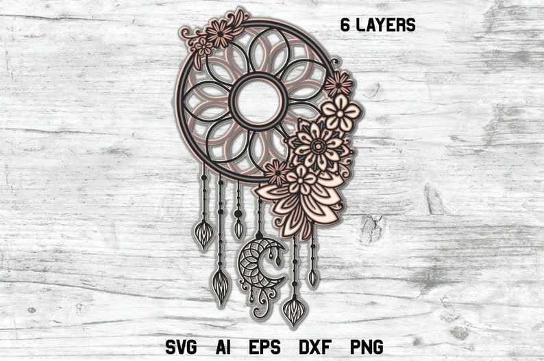 Download Multi Layer SVG 3d Layered Dream Catcher Boho Cut File ...