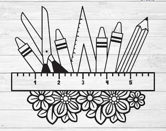 Útiles escolares SVG, diseño de decoración de aulas, diseño SVG de regreso a clases.