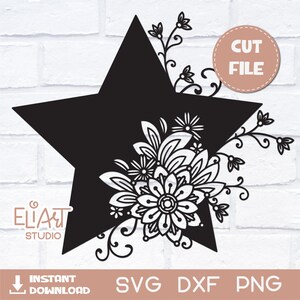 天体 SVG、花付き花の星 SVG、商用利用可能なデジタル ファイル。
