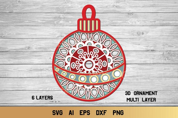 Download Christmas Ornaments SVG 3D Layered Mandala svg Christmas ...