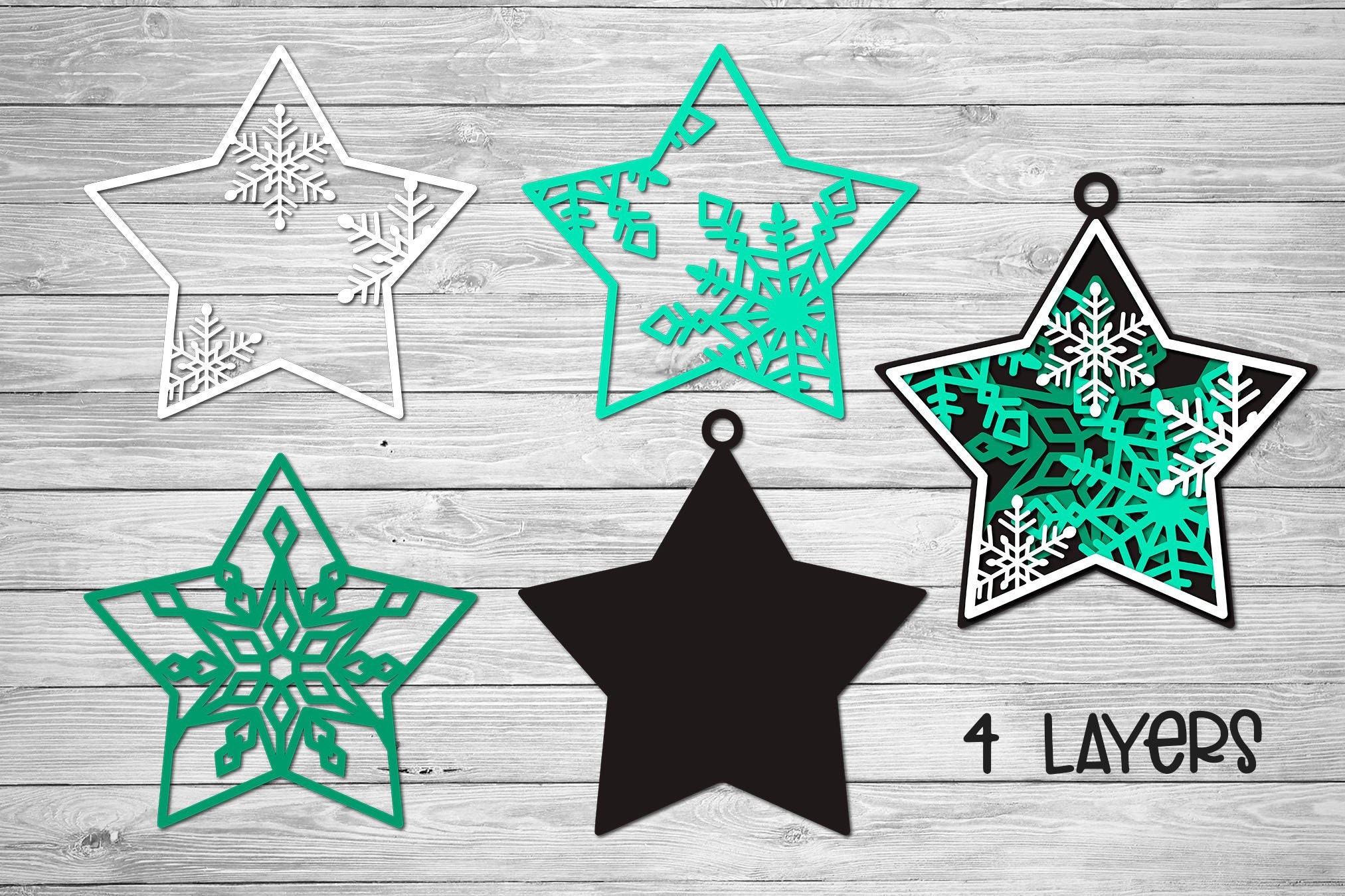 Layered SVG Star Ornaments Bundle Christmas SVG Ornaments 3d - Etsy