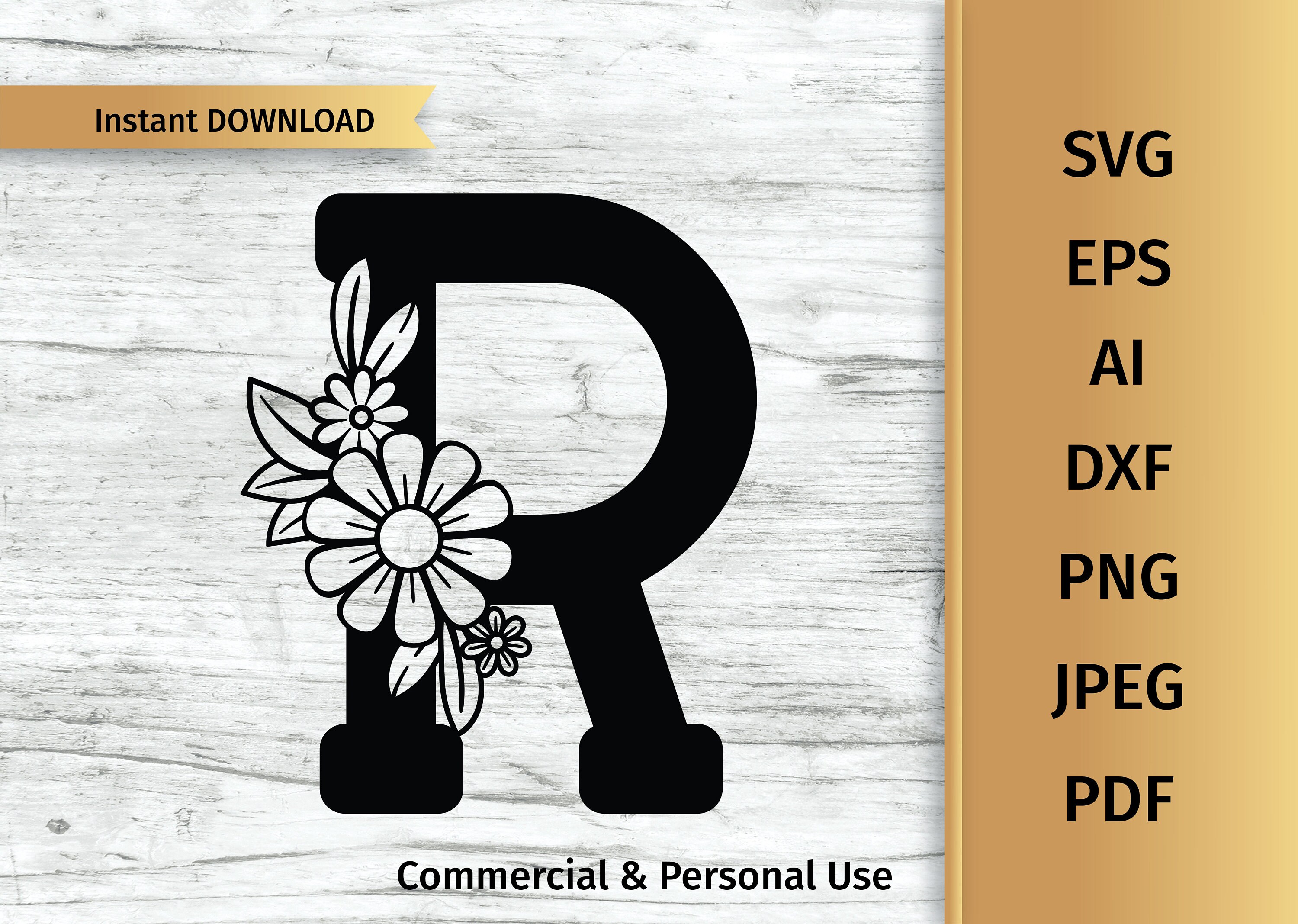 Download Floral Letter R Svg Monogram Letter Svg Initial Svg Etsy