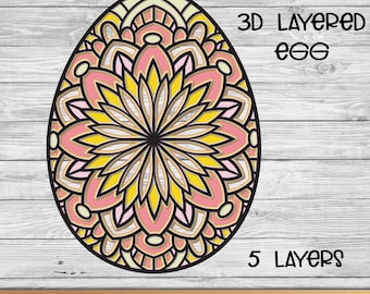 Easter Egg SVG, Layered SVG Easter Mandala, Easter SVG.