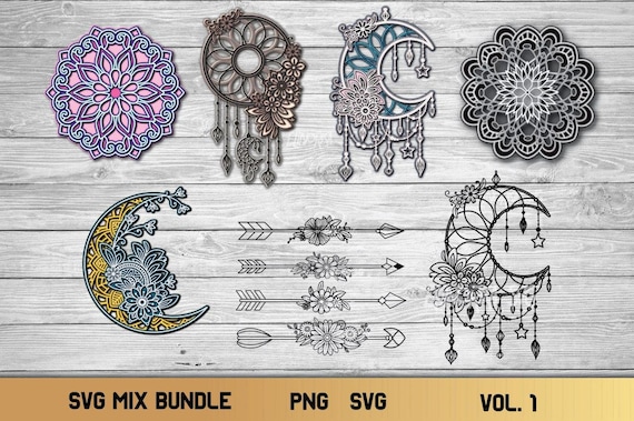 Download Svg Bundle 3d Layered Dream Catcher Svg Mandala Svg Moon Etsy
