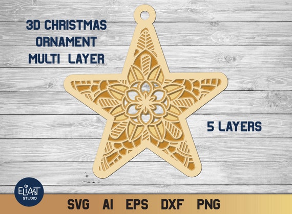 Download Christmas Ornaments Svg 3d Layered Christmas Star Svg Star Etsy