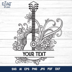 Acoustic Guitar SVG, Music Split Monogram SVG, Music Teacher SVG.