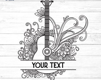 Acoustic Guitar SVG, Music Split Monogram SVG, Music Teacher SVG.