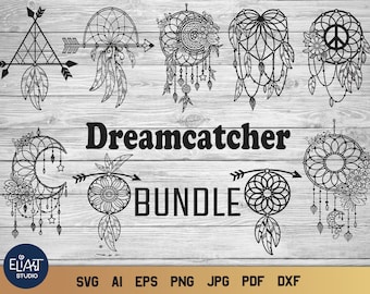 Paquete de archivos SVG de atrapasueños, SVG de atrapasueños boho, diseños SVG de soñadores.