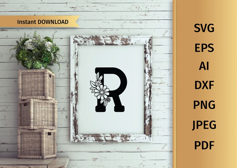 Download Floral Letter R svg Monogram Letter svg Initial svg | Etsy