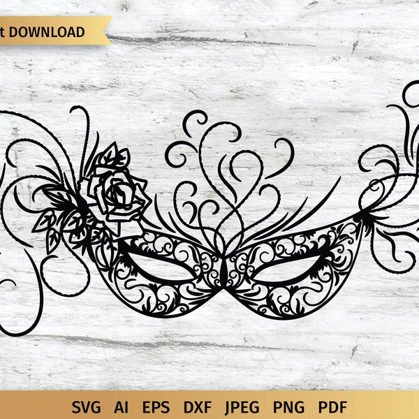 Carnival Mask SVG, Mardi Gras Mask SVG, Commercial and Personal Use.