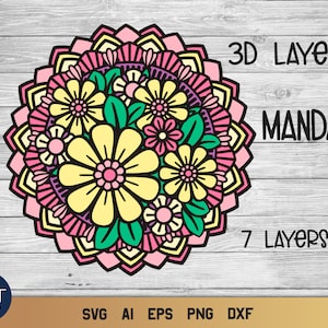 Flower Mandala SVG, 3d SVG Layered Flower, Mandala SVG.