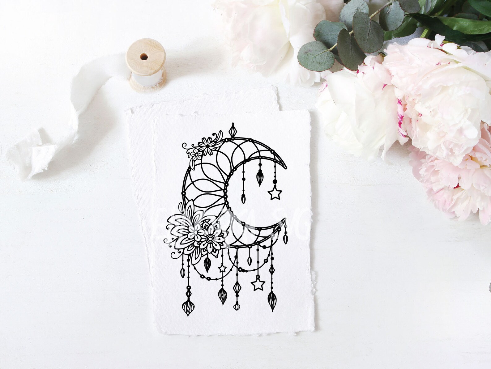 Download Dream Catcher svg Floral Moon Dreamcatcher svg Boho svg | Etsy