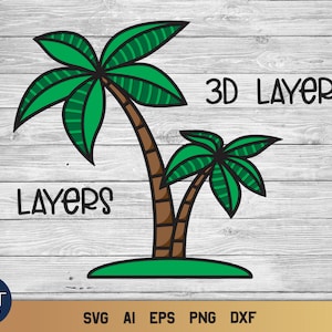Palme SVG, 3d geschichtet Sommer SVG, tropischen SVG.