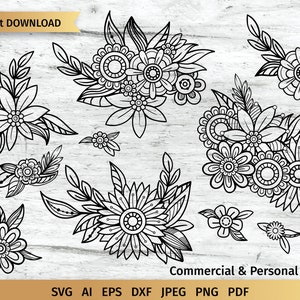 Floral Bouquet SVG, Floral Swag SVG, Personal and Commercial Use.