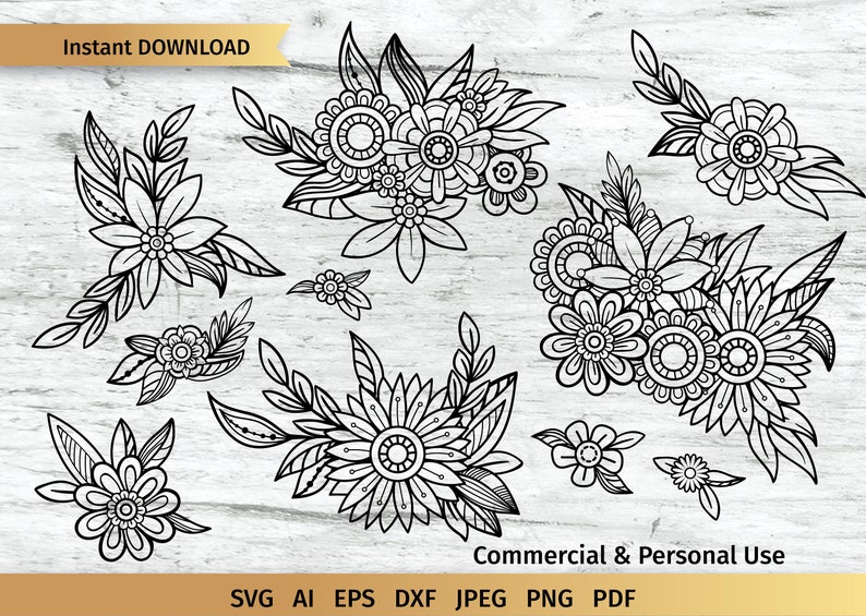 Download Floral Swag Svg Floral Bouquet Svg Personal And Commercial Use Clip Art Art Collectibles Timeglobaltech Com