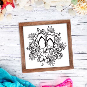 Summer Flip flops SVG with Hibiscus Flower and Ocean Waves Design for T-shirts, Pillows, Mugs, Tote bags and Wall art. Compatible with Cricut and Silhouette Cutting Machines