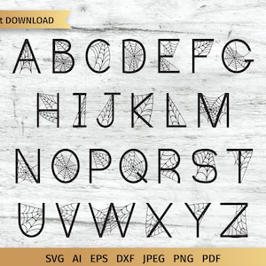 Spider Web Letters SVG, Spider Web Alphabet SVG, Halloween SVG.