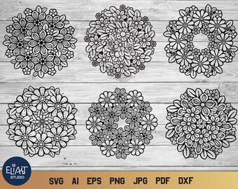 Mandala SVG Bundle, Flower Mandala SVG, Floral Wreath SVG.