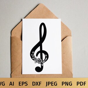 Music Notes SVG Designs with Flowers. These Floral Musical Notes are Compatible with Cricut and Silhouette Cutting Machines