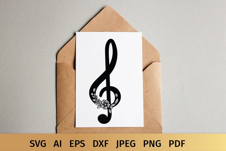 Music Notes SVG Designs with Flowers. These Floral Musical Notes are Compatible with Cricut and Silhouette Cutting Machines