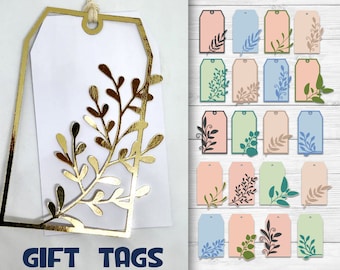 Gift Tag SVG Bundle, Gift Tag Design, Tags with Leaves.