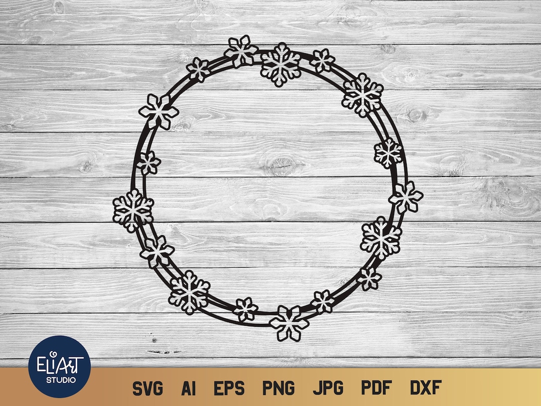 Snowflake SVG Frame, Christmas SVG Monogram, Circle Frame con ...