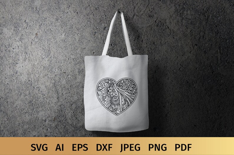 Download Heart Mandala svg Intricate Floral Zentangle Heart svg | Etsy