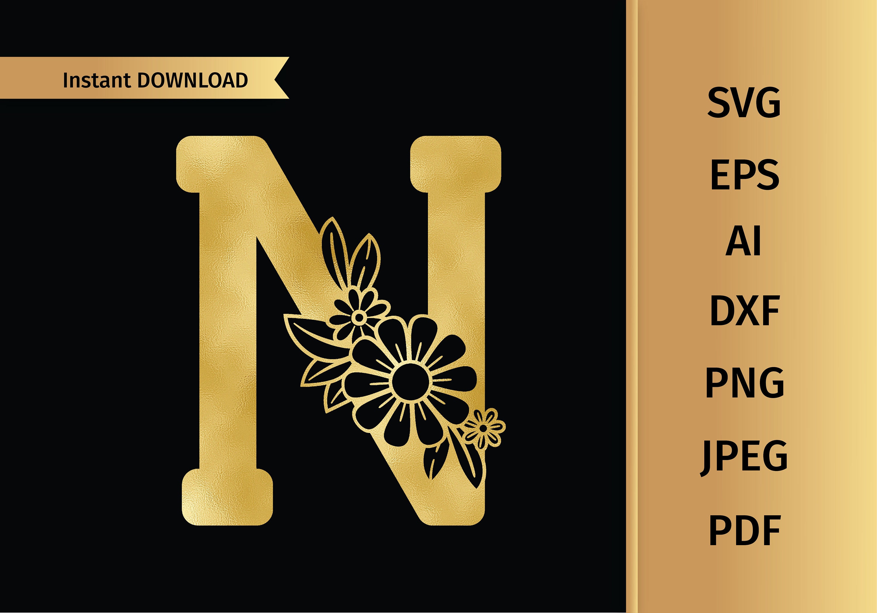 Floral Letter N svg Monogram Letter SVG Initial SVG ...