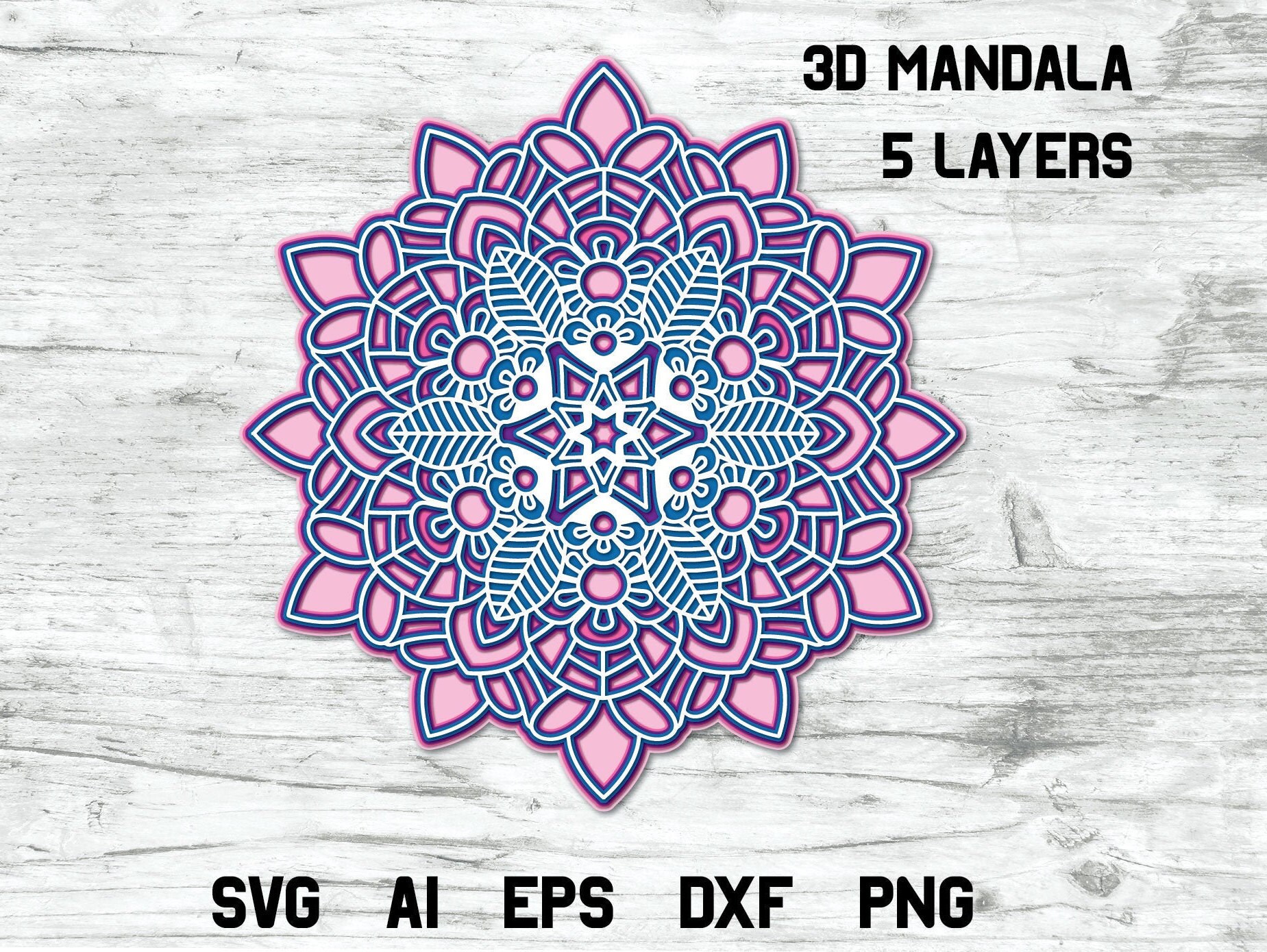 Download 3d Layered Mandala Svg Floral Cut File 5 Layers Personal And Etsy