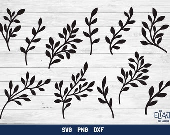 Foglie e rami SVG, pacchetto PNG di sagome di rami, PNG di rami di alberi.