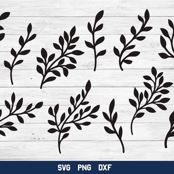 Leaves and Branches SVG, Branch Silhouette PNG Bundle, Tree Branch PNG.