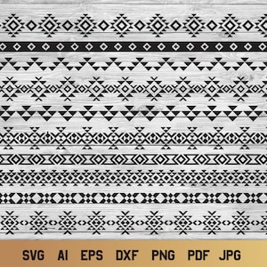 部族の境界線 SVG、アステカパターン SVG、幾何学的な区切り線。