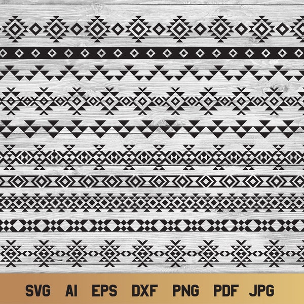 Tribal Border SVG, Aztec Pattern SVG, Geometric Dividers.