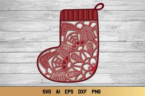 Download Christmas Stocking Svg 3d Layered Sock Svg Christmas Mandala Etsy