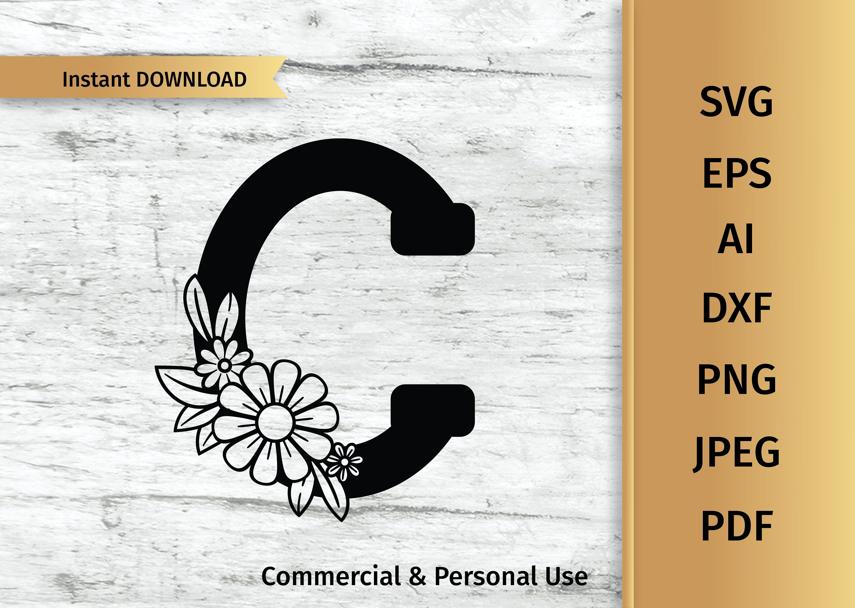 Download Floral Letter C Svg Flower Alphabet Svg Initial Svg Etsy