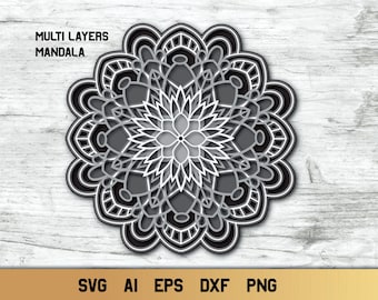 Mandala SVG, 3D Layered SVG Mandala, 3d Paper Template.