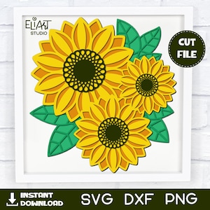 Sonnenblume SVG, 3d Blumen SVG, Papierblume SVG.