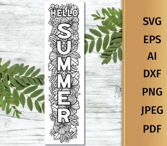 Download Hello Summer SVG Vertical Summer Sign SVG Floral Porch Sign | Etsy